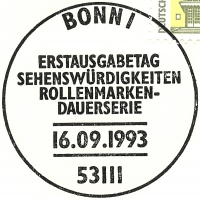 Rückansicht - Ersttagsbrief - 700 Pfennig Briefmarke zeigt Deutsches Theater Berlin, 1993 - Sehenswürdigkeiten Deutsches Theater (Berlin), Rollenmarken-Dauerserie 7 Mark Briefmarke der Deutschen Bundespost