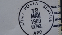 Stempel- 20 Jahre Luftbrücke Berlin, USA 1969 - Army Posta Service - 20th Anniversary Ending of the Berlin Airlift mit Apollo 8 Briefmarke!