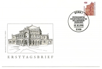 Vorderansicht - Ersttagsbrief - 400 Pfennig Briefmarke zeigt Semperoper, 1991 - Sehenswürdigkeiten Sächsische Staatsoper Dresden, Rollenmarken-Dauerserie Erstausgabetag 10.10.1991