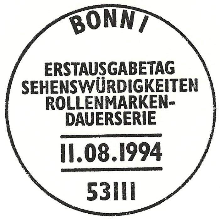 Sonderstempel - Ersttagsbrief - 550 Pfennig Briefmarke zeigt Rathaus Suhl-Heinrichs, 1994 - Sehenswürdigkeiten Rathaus Suhl-Heinrichs, Rollenmarken-Dauerserie 5,50 Mark der Deutschen Bundespost