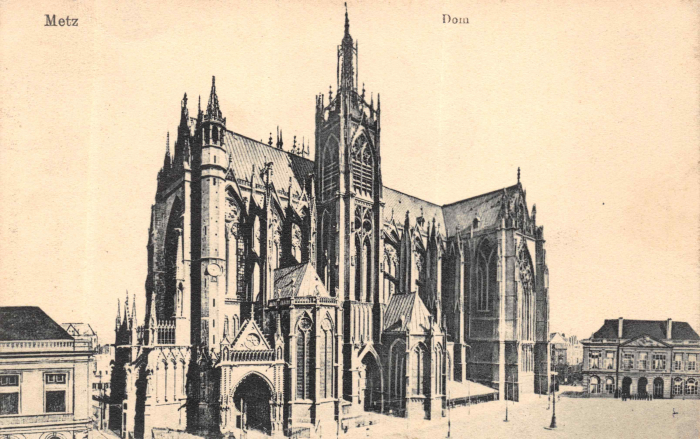 Vorderansicht - Metz Dom, Postkarte - Alte Postkarte ungelaufen