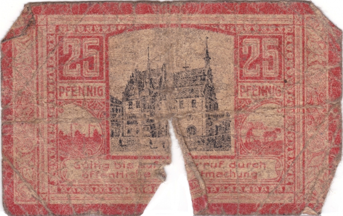 Vorderansicht - 25 Pfennig, 1920 - Gutschein Neustadt a.d. Orla Ausgabe am 23. April 1920