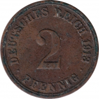 Vorderansicht - 2 Pfennig 1913 A - Münze Deutsches Kaiserreich geprägt in Berlin, Deutschland