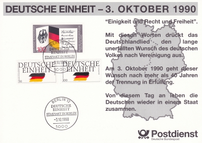 Deutsche Einheit - 3. Oktober 1990 - Philatelie