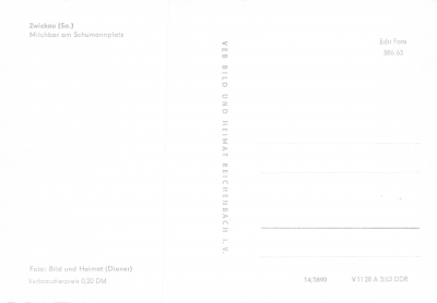 Ansichtskarte Zwickau - Mocca-Milchbar am Schumannplatz, 1963
