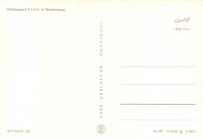 Erholungsort Plau in Mecklenburg, Postkarte 1967