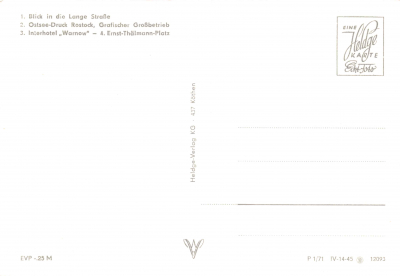 Rostock Lange Straße, Ernst-Thälmann-Platz, Postkarte 1971