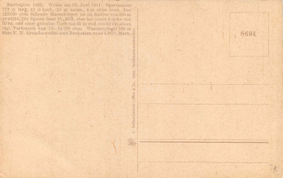 Talsperre der Stadt Plauen im Vogtland, Postkarte 1912