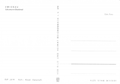 Zwickau - AK Robert-Schumann-Denkmal, 1975