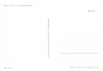 Zwickau - Dünnebier am Neuberin-Platz, 1971