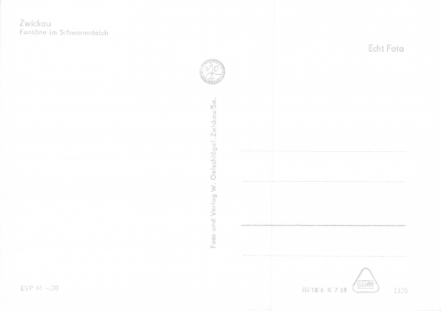 Zwickau - Fontäne im Schwanenteich, 1968