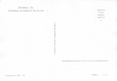 Zwickau - Hochhaus im Stadtteil Marienthal, 1961