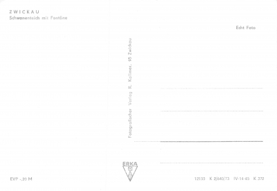 Zwickau - Schwanenteich mit Fontäne, 1973