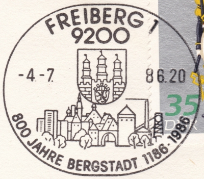 Postkarte - 800 Jahre Freiberg, Bergparade, 35 Pfennig DDR, 1986