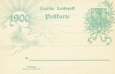 1900 Jahrhundert-Postkarte - Sonne, Wolken und Germania, Deutsche Reichspost