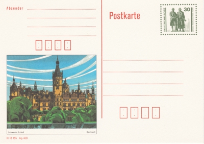 30 Pfennig - Schweriner Schloss und Goethe-Schiller-Denkmal, 1990