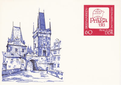 Postkarte - Briefmarken-Weltausstellung Prag, 1988