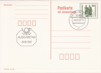 Postkarte mit Antwortkarte - Goethe-Schiller-Denkmal
