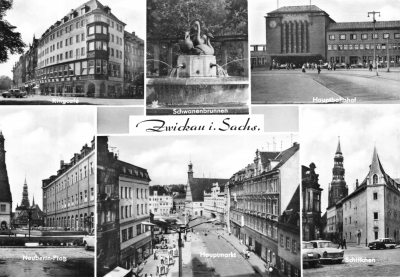 Zwickau - 5 Motive Ansichtskarte, 1977