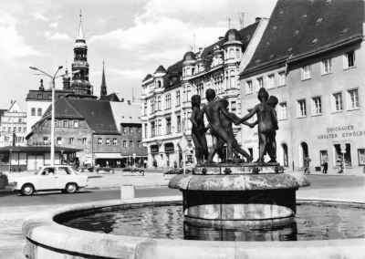 Vorderansicht - Zwickau - Am Hauptmarkt, 1970 - schöne Ansichtskarte vom Hauptmarkt zum Kaufen Echte Fotografie