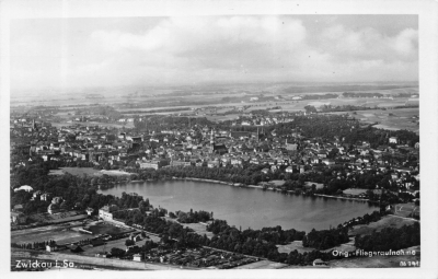 Zwickau - Luftaufnahme Schwanenteich, 1957