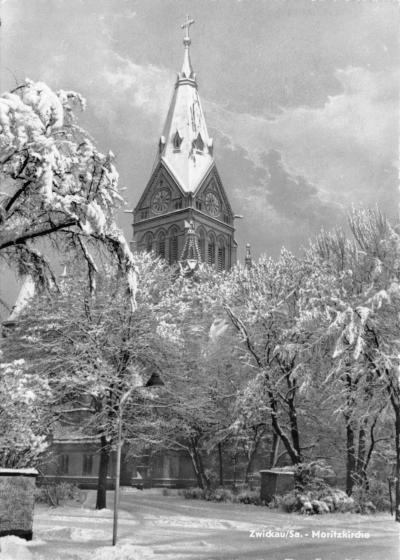 Zwickau - Moritzkirche im Winter, 1964