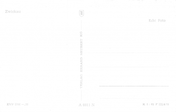 Rückansicht - Ansichtskarte Zwickau - Blick auf die Mokka-Bar, 1962 - alte Schwarz-Weiß-Postkarte Postkarte sehr selten!