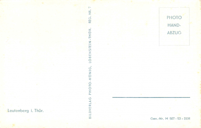 Rückansicht - Leutenberg in Thüringen, Postkarte 1953 - Photo Handabzug Karton, s/w-Abzug