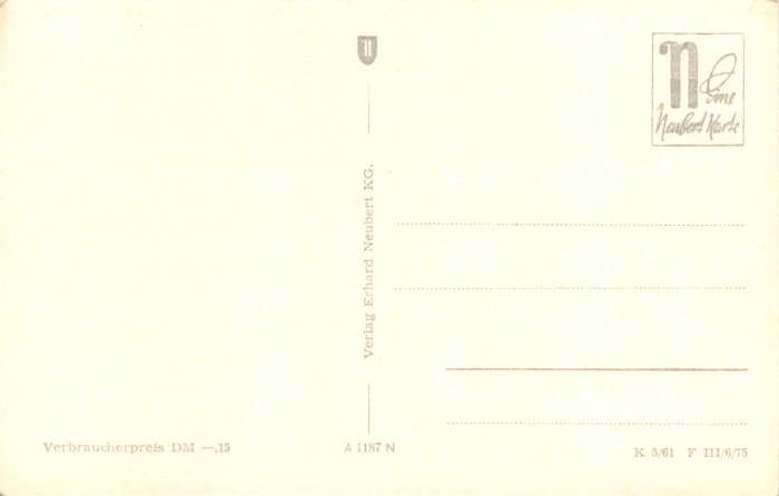 Rückansicht - Ostseebad Baabe, Rügen Postkarte 1961 - Ansichtskarte Ostseebad Baabe Karton, s/w-Abzug