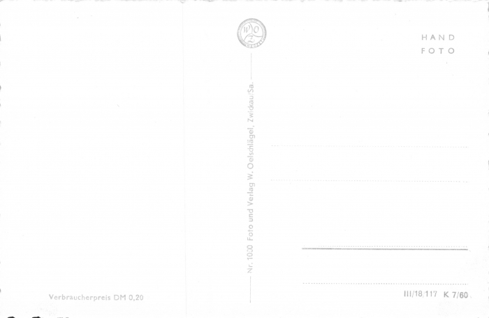 Rückansicht - Zwickau - Freilichtbühne, 1960 - Ansichtskarte zum Kaufen ungelaufen, Rückseite ist leer