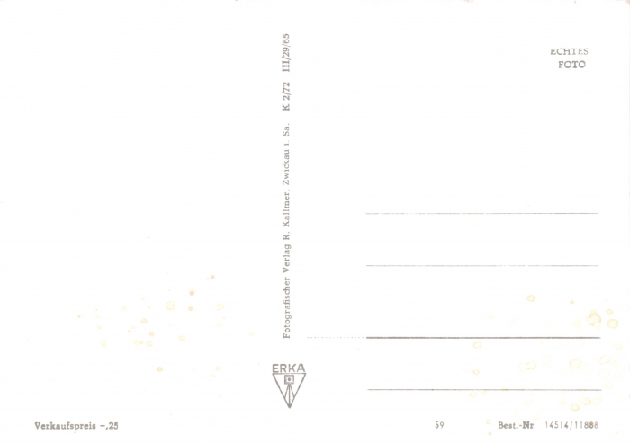 Rückansicht - Zwickau-Weißenborn Ansichtskarte, 1959 - 6 Motive vom Stadtteil Weißenborn in Zwickau sehr selten