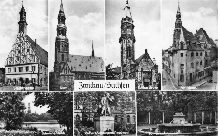 Stadttheater, Dom, Lutherkirche, Schiffchen, Schwanenteich, Denkmal, Brunnen