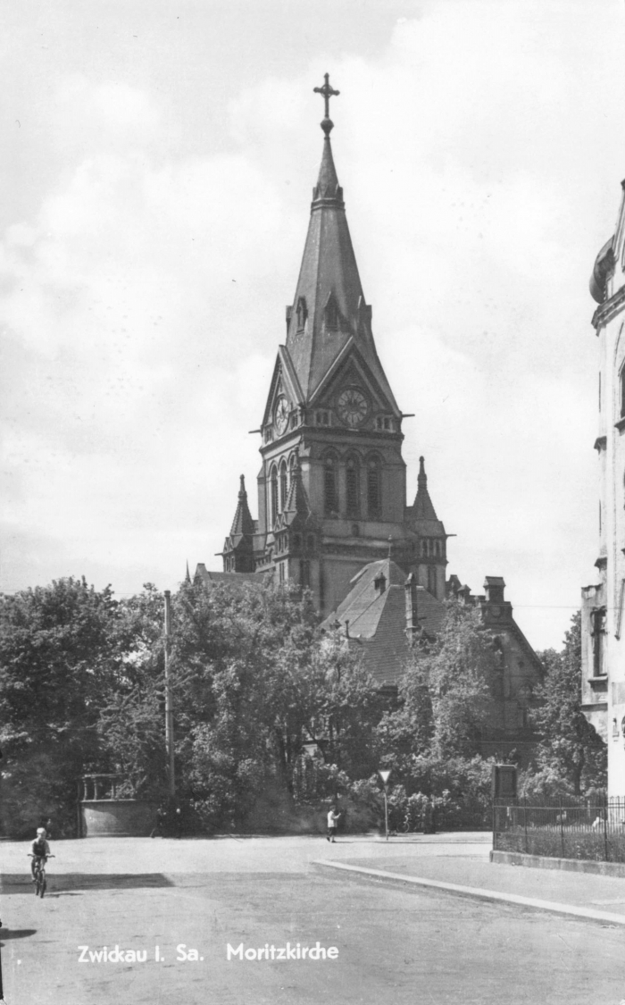 Vorderansicht - Zwickau - Moritzkirche, 1962 - Historische Ansichtskarte zum Kaufen Echtes Foto (Hand-Abzug)